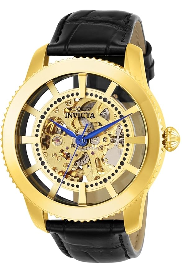 Invicta Leather Analog Gold Dial Mens Watch-23638