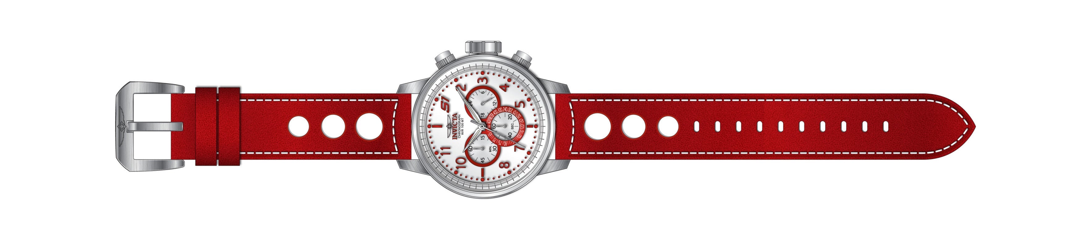 Invicta Leather Analogue Multicolor Dial , Band Color:Red Men&