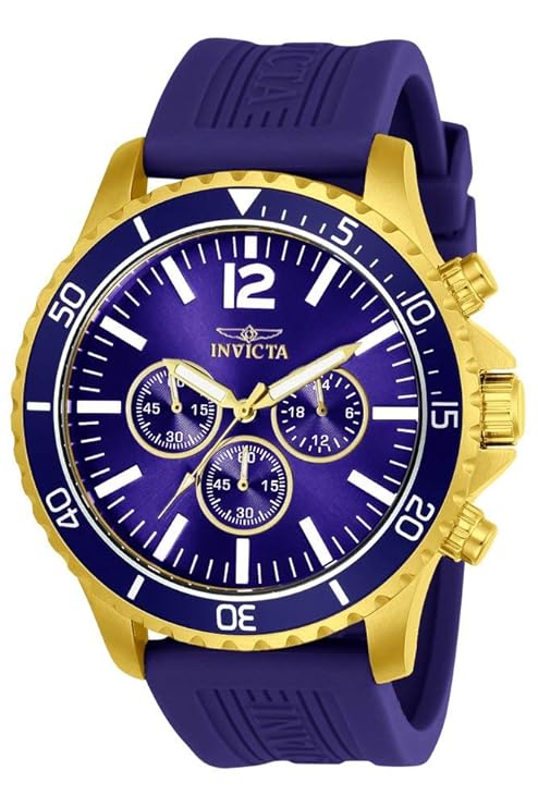 Invicta Mens Pro Diver Analogue Stainless Steel and Polyurethane Casual Watch, Purple Dial (Model: 24392), Band Color-Purple