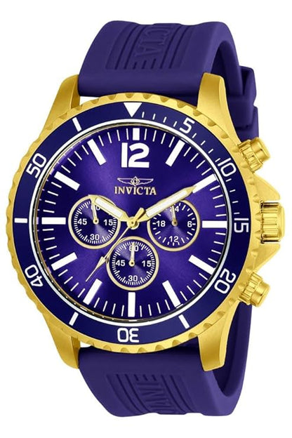 Invicta Mens Pro Diver Analogue Stainless Steel and Polyurethane Casual Watch, Purple Dial (Model: 24392), Band Color-Purple