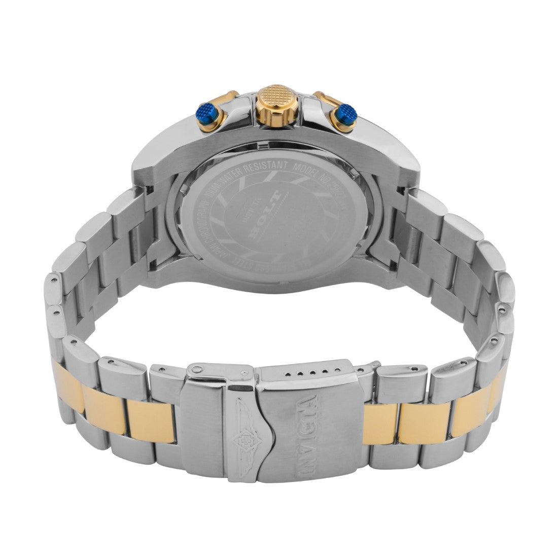 Invicta Stainless Steel Bolt Chronograph Blue Dial Analog Watch For Men - 25522, Silver Band