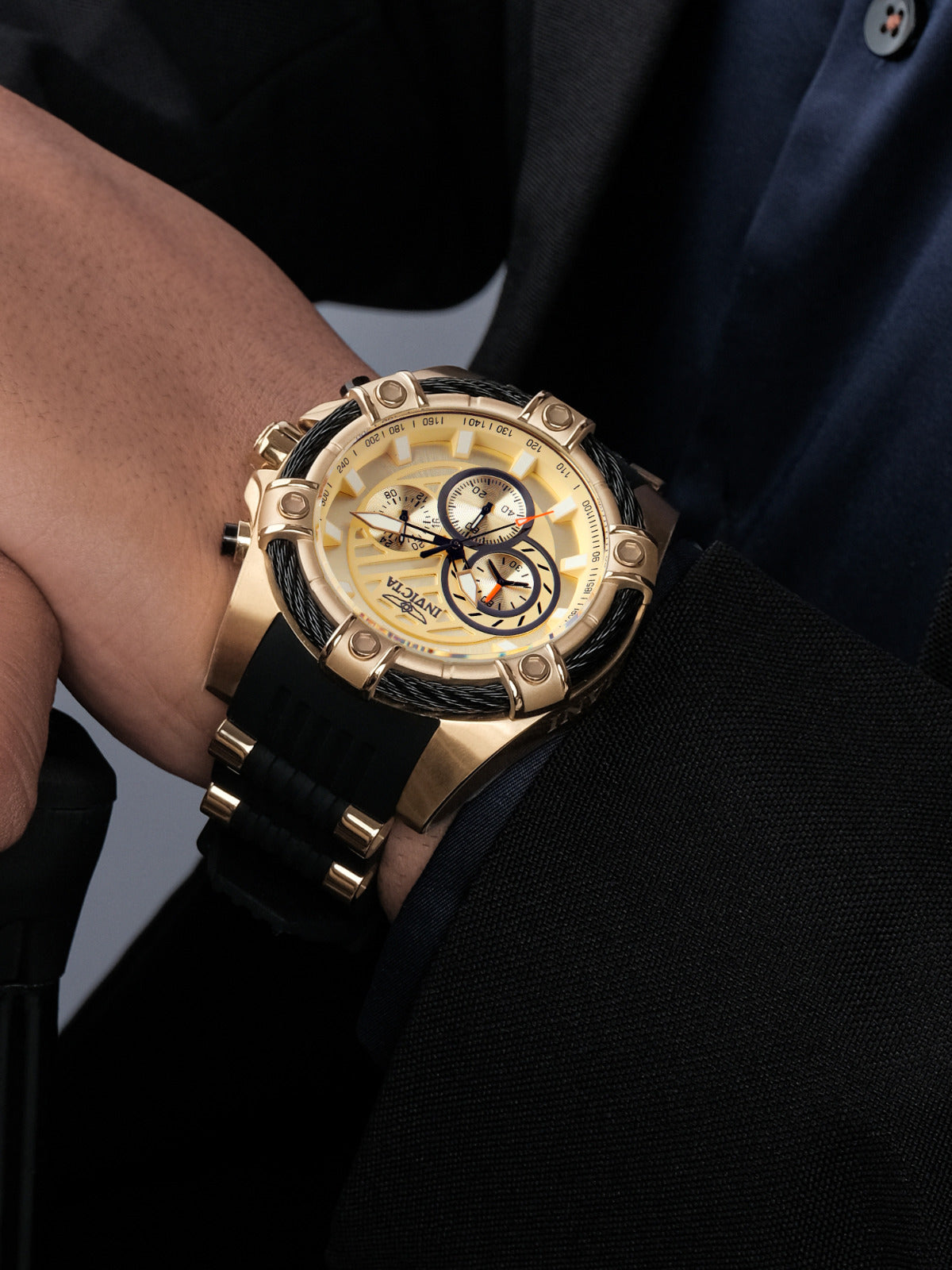 Invicta Casual Analog Gold Dial MenS Watch-25526
