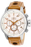 Invicta Leather Analog Ivory Dial Men's Watch-S1 Rally, Band Color:Brown