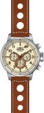 Invicta Leather Analog Ivory Dial Men's Watch-S1 Rally, Band Color:Brown