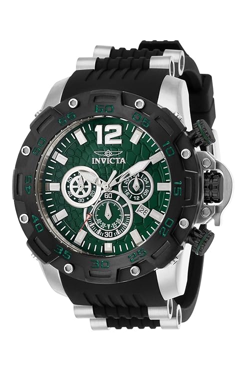Invicta Silicone Pro Diver Chronograph Green Dial,Multi-Color Band Analog Watch for Men - 26405