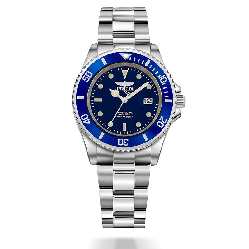 Invicta Stainless Steel Pro Diver Analog Blue Dial Unisex Watch-26971, Silver Band