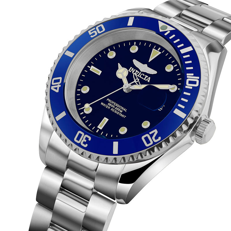 Invicta Stainless Steel Pro Diver Analog Blue Dial Unisex Watch-26971, Silver Band