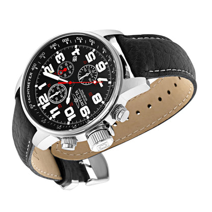Invicta Mens Black Leather Analogue Watch - 2770