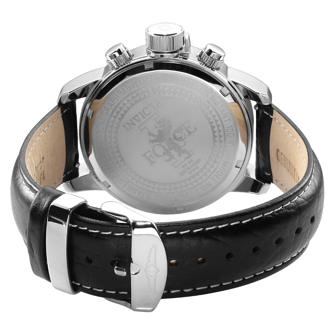 Invicta Mens Black Leather Analogue Watch - 2770
