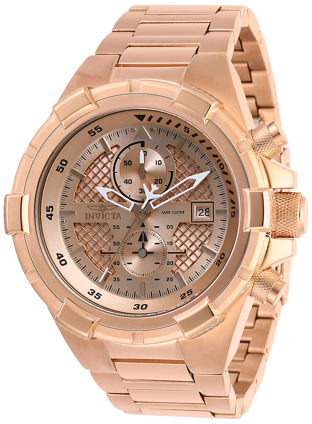INVICTA Aviator Quartz Movement Rose Gold Analog  Dial Watch For Gents- 28128