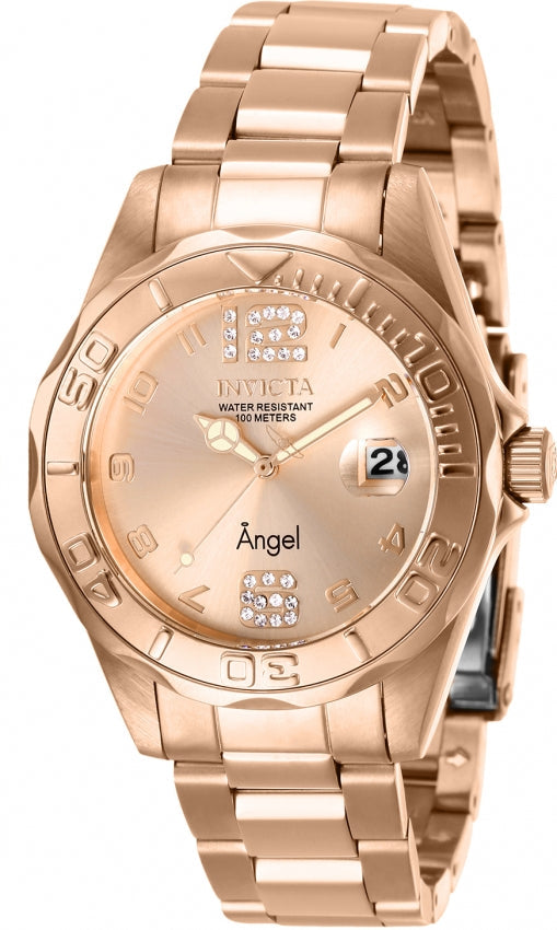Invicta Angel Quartz Caliber PC32 Movement Rose Gold Dial Analog Watch For - Ladies 28681