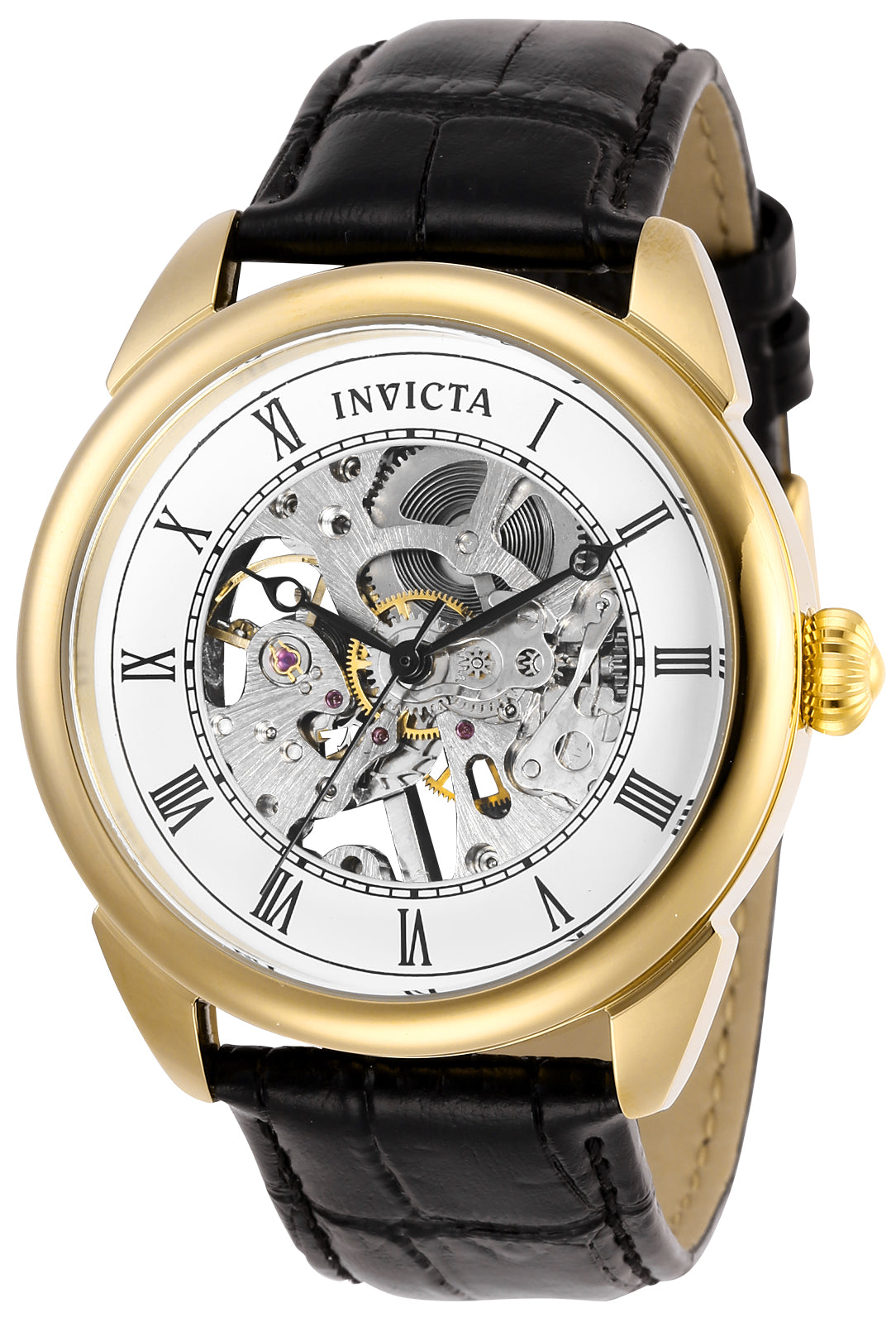 Invicta Mechanical Specialty White Dial Leather Men&