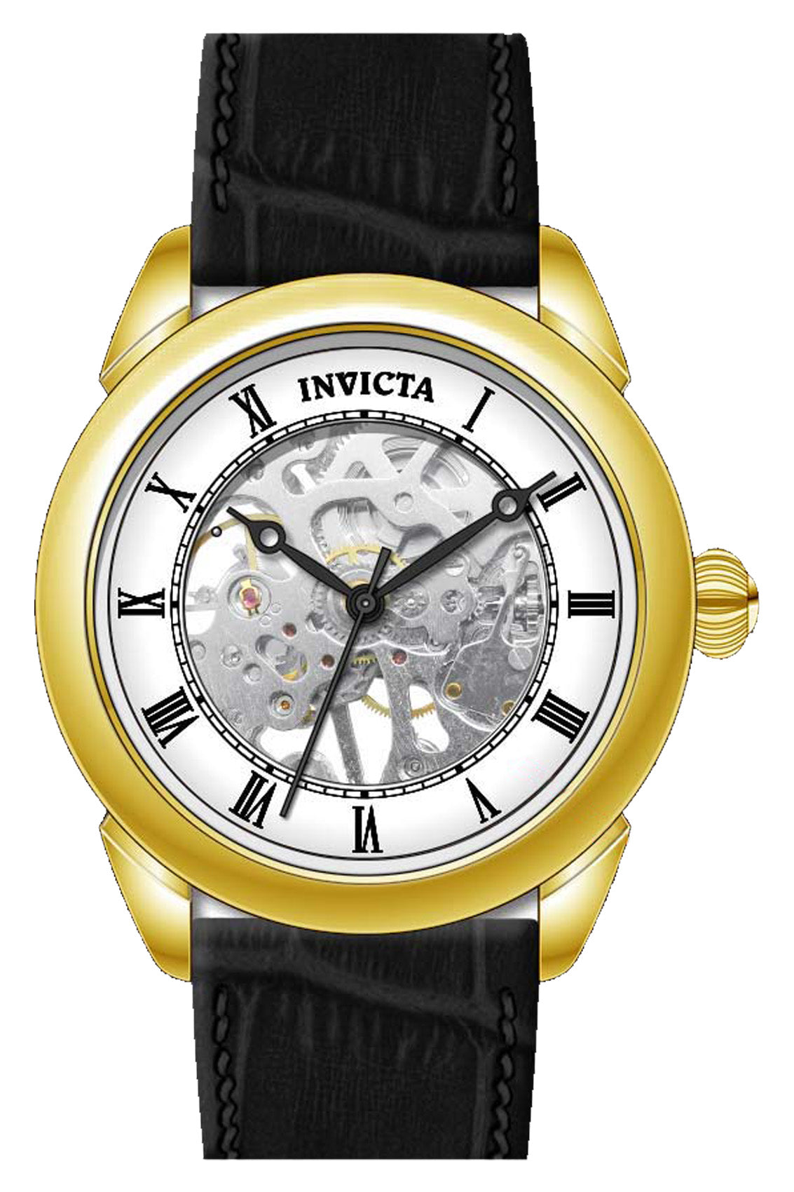 Invicta Mechanical Specialty White Dial Leather Men&