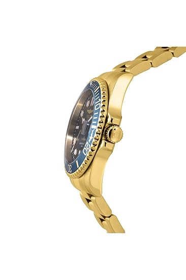 Invicta Stainless Steel Analog Blue Dial, Gold Band Men Watch-30024