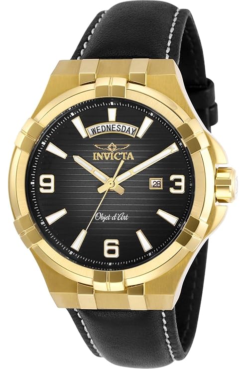 Invicta Leather Analog Black Dial Mens Watch-30186
