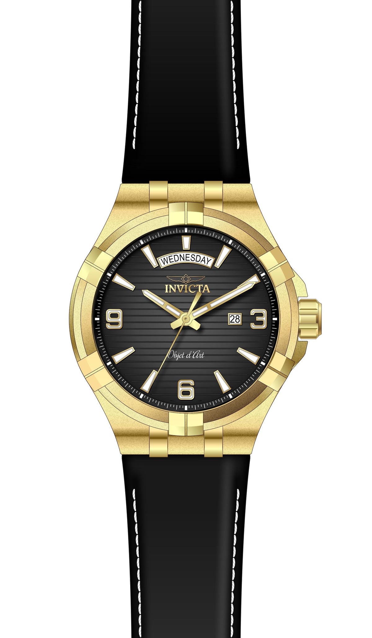 Invicta Leather Analog Black Dial Mens Watch-30186