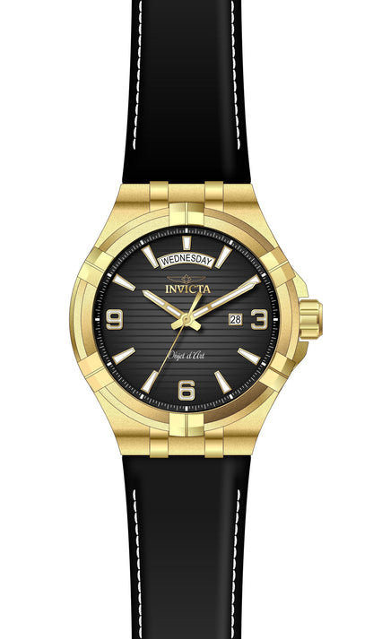 Invicta Leather Analog Black Dial Mens Watch-30186