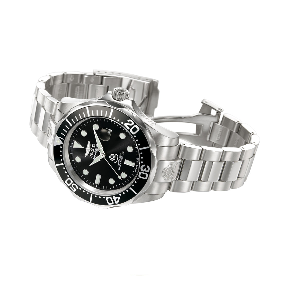 Invicta Pro Diver MenS Wrist Watch Stainless Steel Automatic Black Dial - 3044