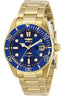 Invicta Stainless Steel Analog Blue Dial Women Watch-30484, Gold Band