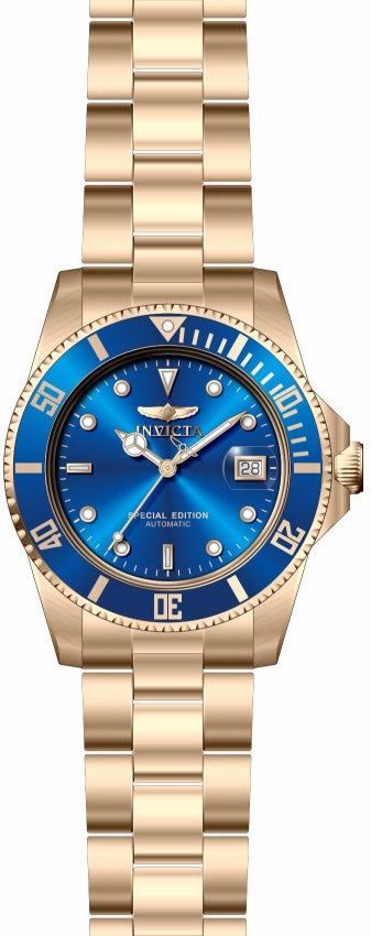 Invicta Analog Blue Dial Mens Stainless, Band Color:Rose Gold Steel Watch-30601