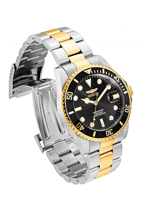 Invicta Stainless Steel Analog Black Dial, Gold Band Men Watch-33269