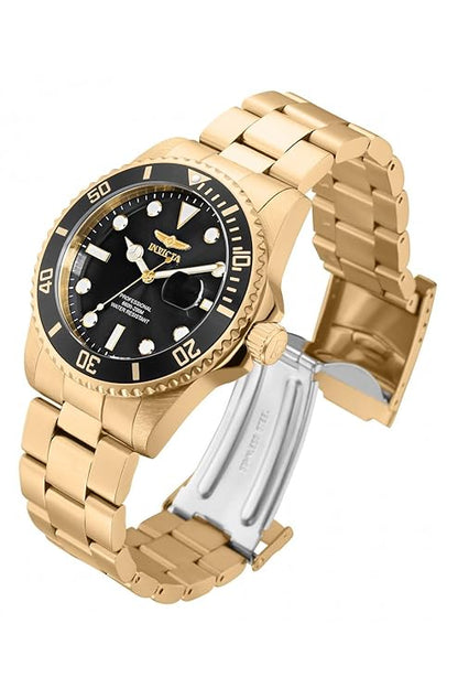 Invicta Stainless Steel Pro Diver Black Dial, Gold Band Analog Watch for Men - 33271