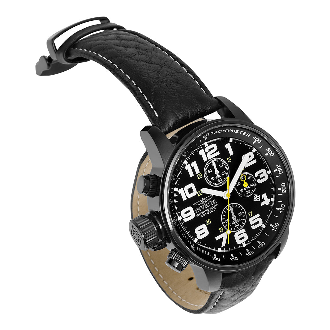 Invicta MenS 3332 Force Collection Stainless Steel Left-Handed Watch With Black Leather Band