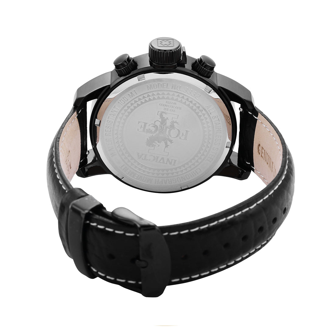 Invicta MenS 3332 Force Collection Stainless Steel Left-Handed Watch With Black Leather Band