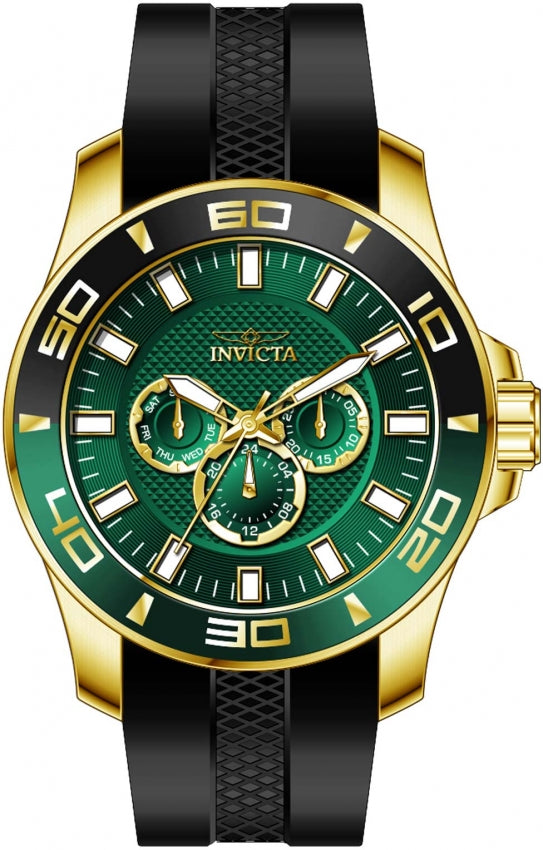 Invicta Mens Silicone Analog Green Dial, Band Color Black Watch-35743