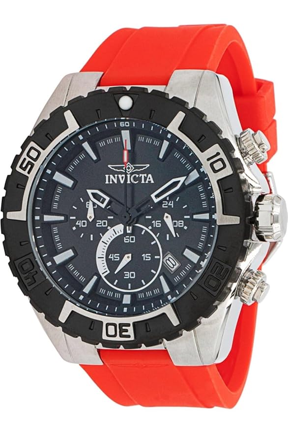 Invicta Silicone Aviator Chronograph Black Dial Analog Watch for Men - 37631