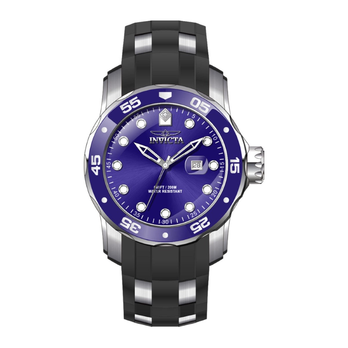 Invicta Silicone Pro Diver Analog Blue Dial Watch for Men - 39096