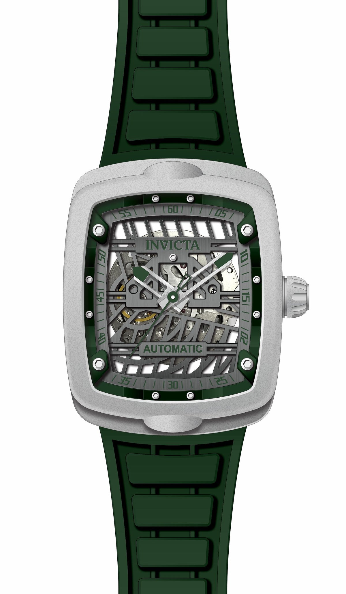 Invicta Silicone Analogue Multicolor Dial Mens Watch-44213, Band Color:Green