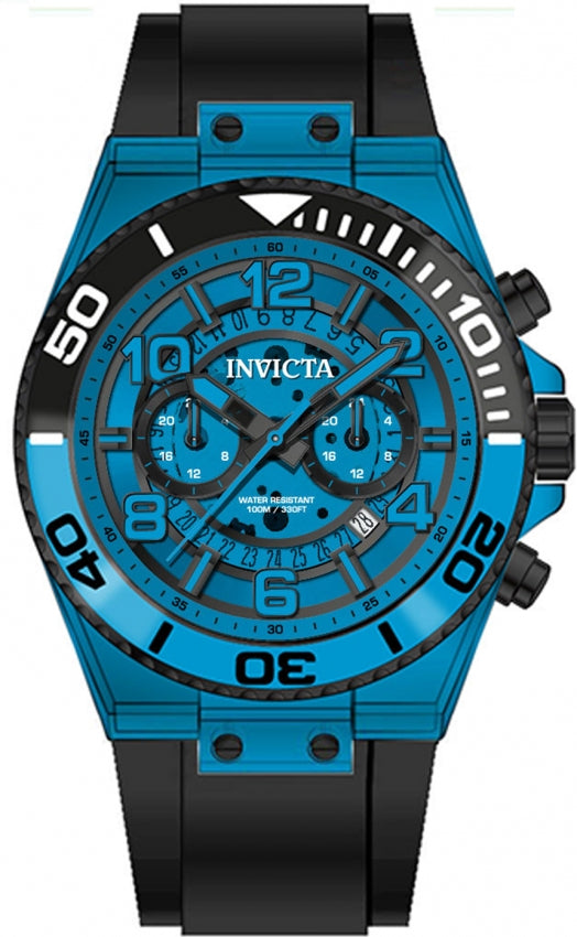 Invicta Silicone Speedway Analog Blue Dial, Band Color Black Mens Watch - 44378