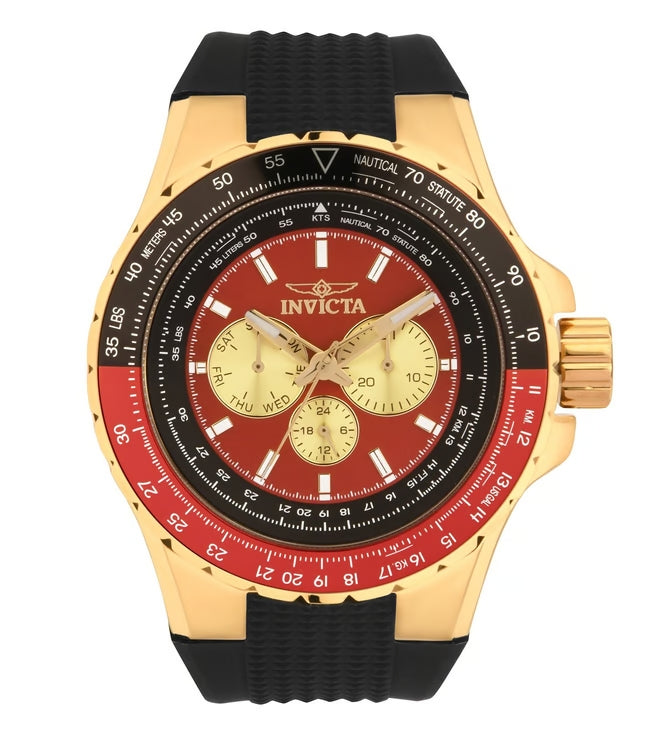 Invicta Aviator Analog Gold &amp; Red Dial Men&