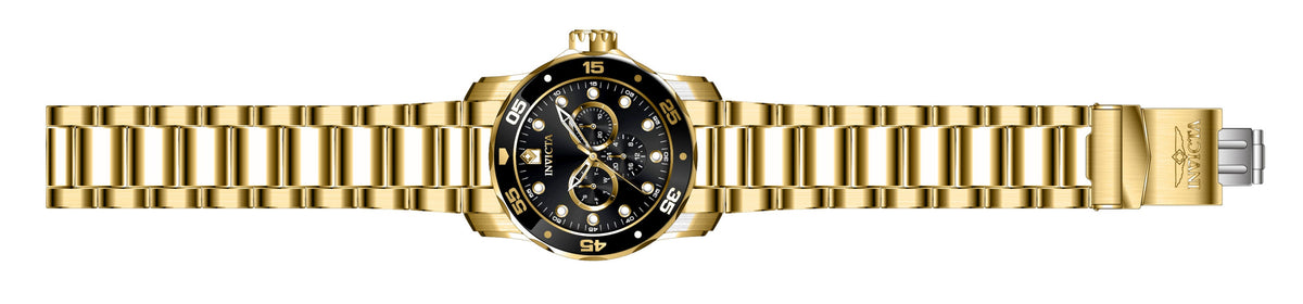 Invicta Stainless Steel Analogue Black Dial Mens Gold Band Watch-45726