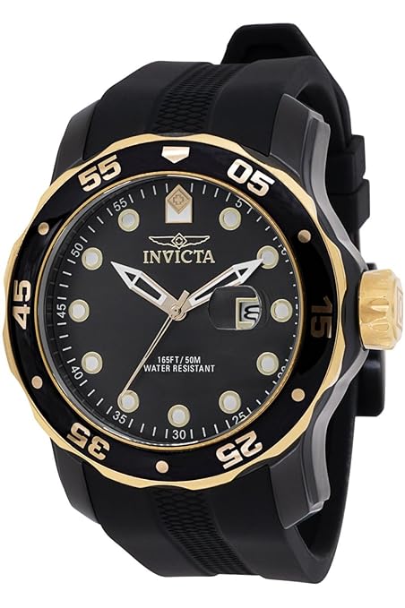Invicta Silicone Analogue Black Dial, Band Color Black Mens Watch-45736