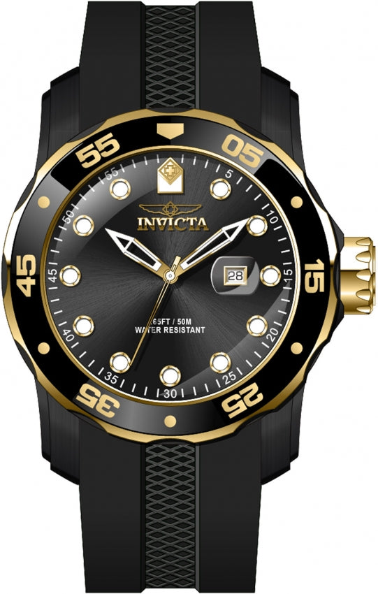Invicta Silicone Analogue Black Dial, Band Color Black Mens Watch-45736