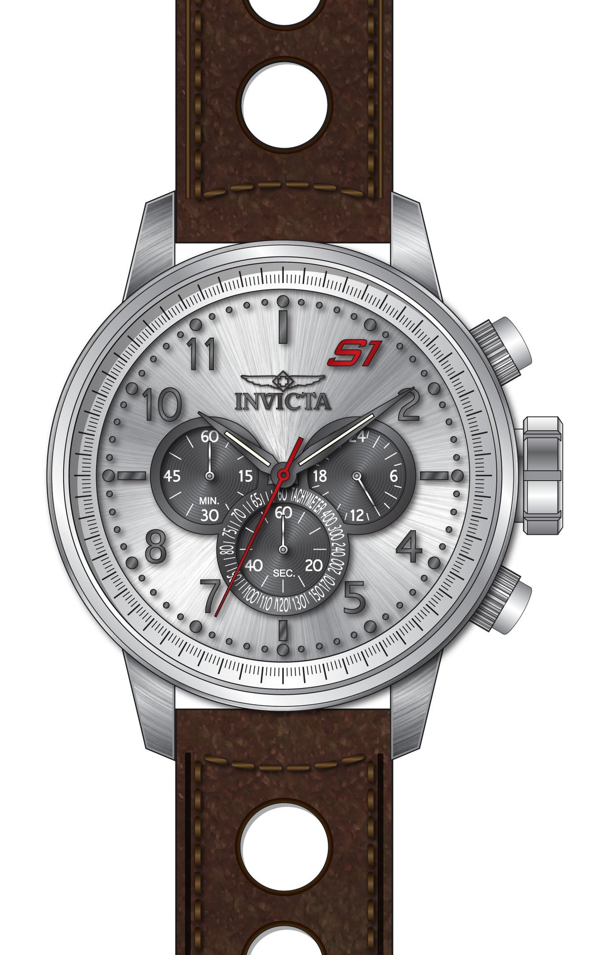 Invicta Leather Analogue Multicolor Dial , Band Color:Brown Mens Watch-45911