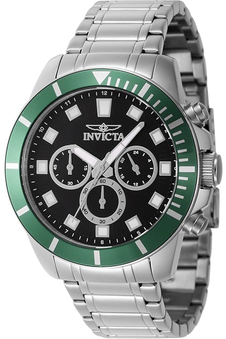 Invicta Stainless Steel Analogue Black Dial, Band Color:Silver Mens Watch-46039