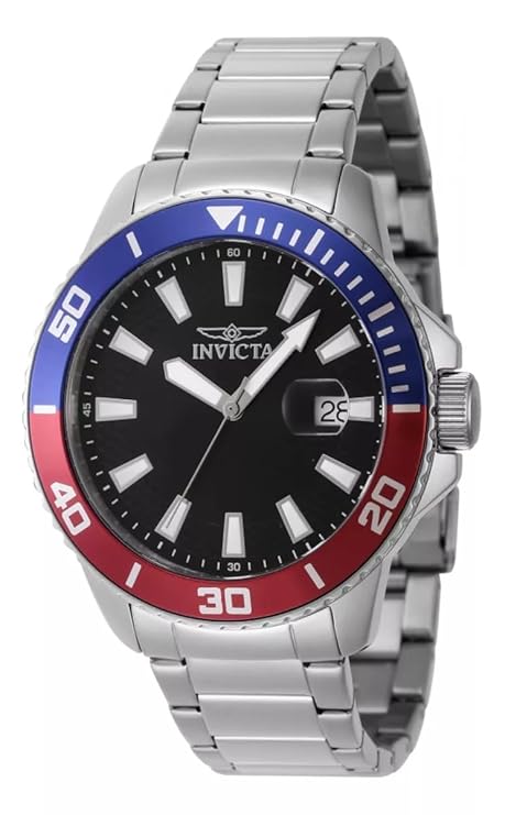 Invicta Stainless Steel Analog Black Dial, Band Color Silver Men&