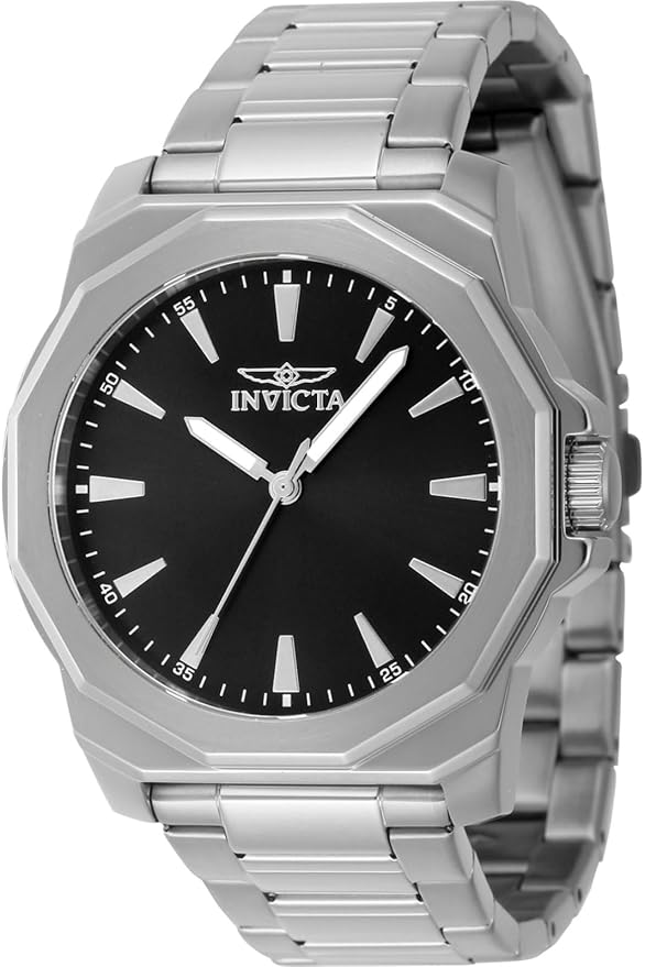Invicta Stainless Steel Analog Black Dial Mens Watch-46831, Band Color:Silver