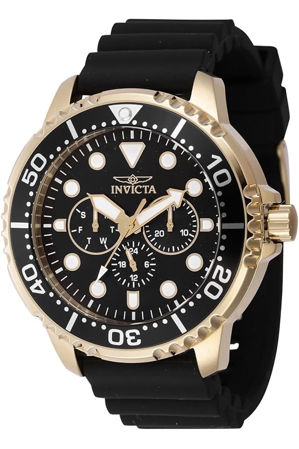 Invicta Mens Silicone Pro Diver Analog Black Dial Watch - 47235