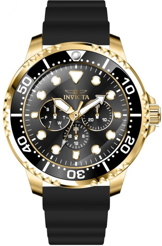 Invicta Mens Silicone Pro Diver Analog Black Dial Watch - 47235