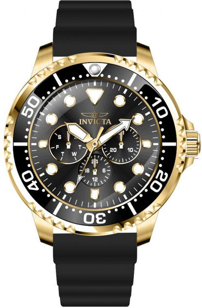 Invicta Mens Silicone Pro Diver Analog Black Dial Watch - 47235
