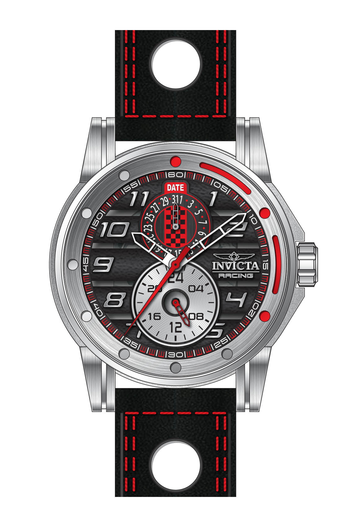 Invicta Leather Racing Quartz Multi Dial, Band Color Black Analog Watch - For Men 47533