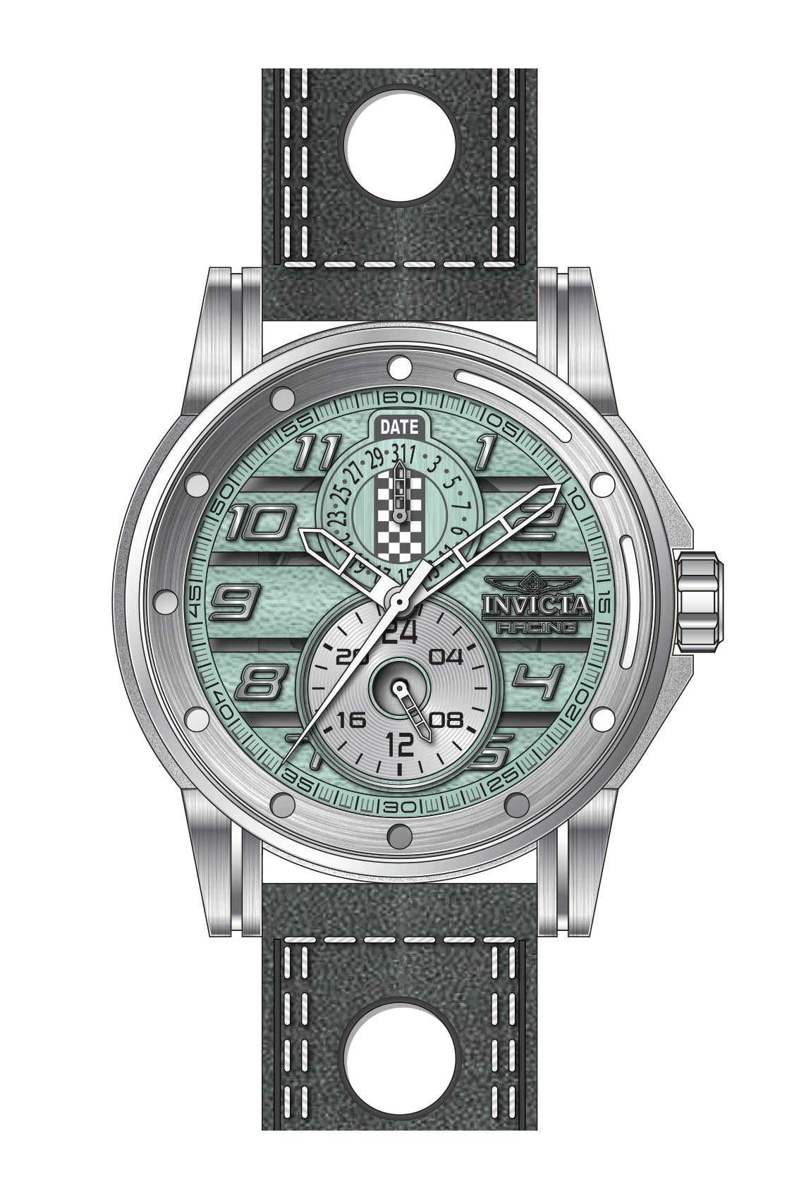 Invicta Leather Racing Quartz Multi Dial, Band Color Grey Analog Watch - For Men 47537