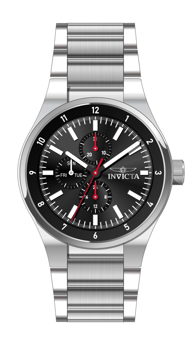 Invicta Stainless Steel Analogue Balck Dial &amp; Band Color Silver Mens Watch-47547