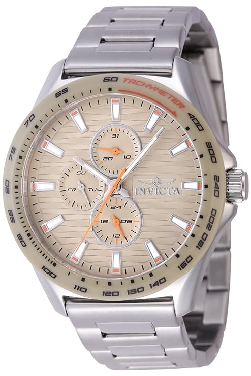 Invicta Stainless Steel Analogue Beige Dial Mens Watch-47552