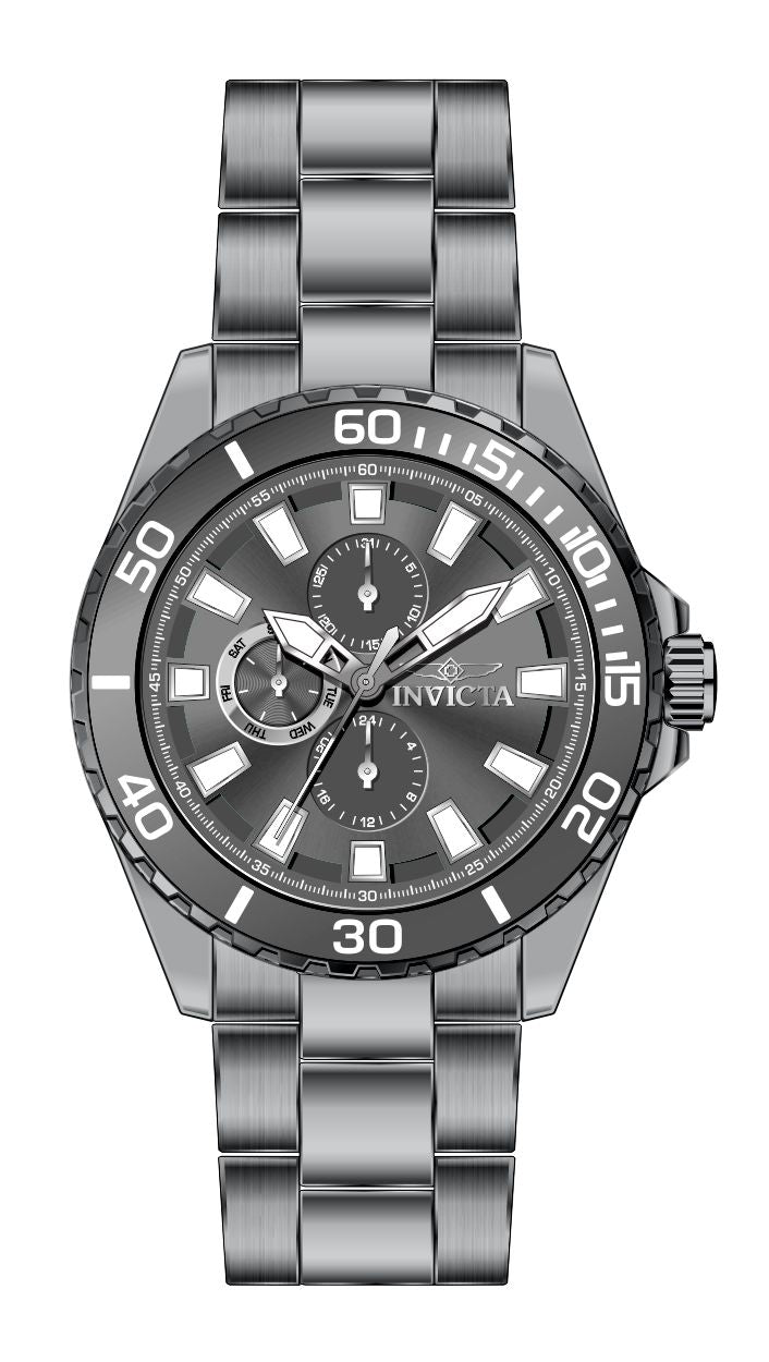 Invicta Stainless Steel Analogue Black Dial Band Color Grey Men&