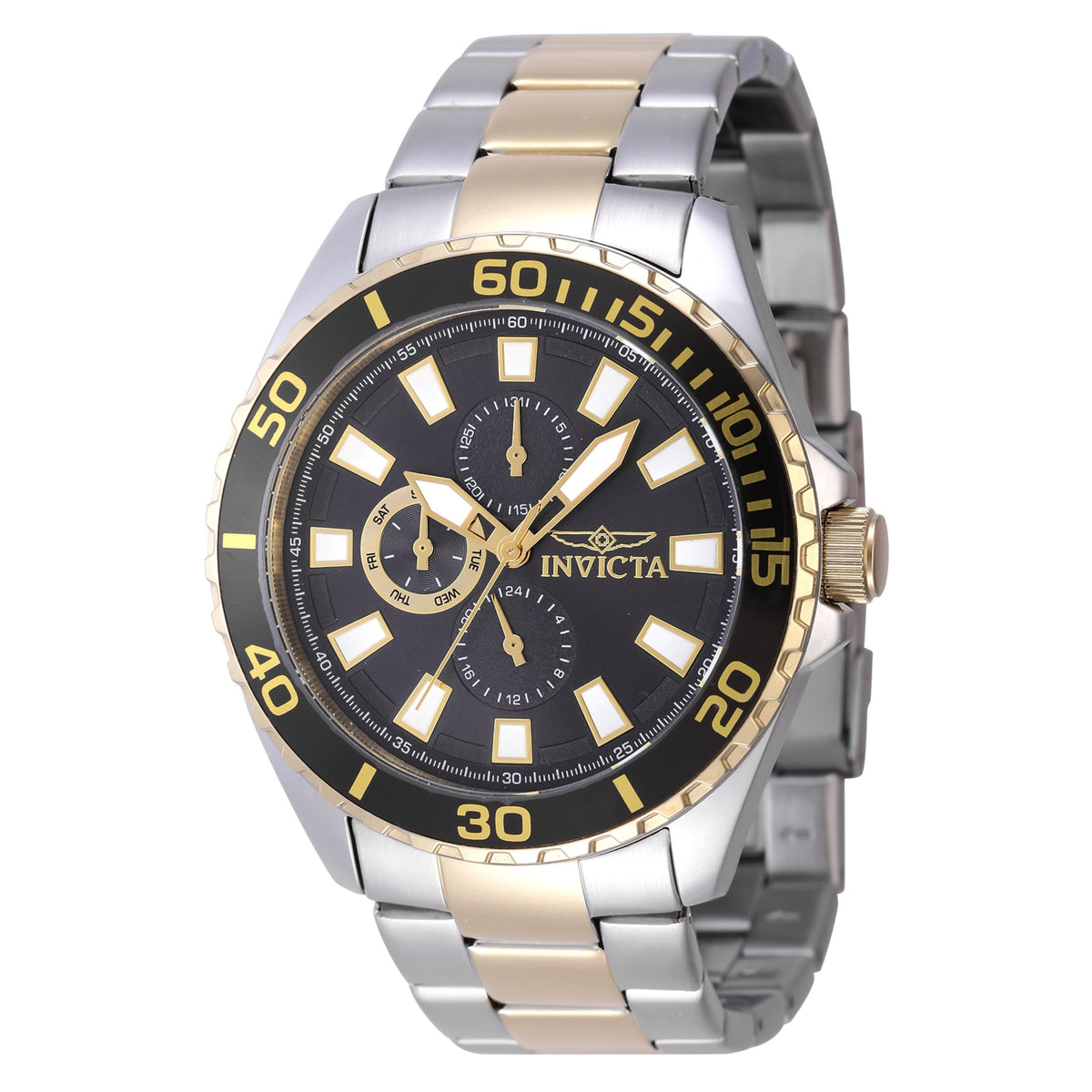 Invicta Stainless Steel Analogue Black Dial Mens Watch-47557, Band Color:Multicolor